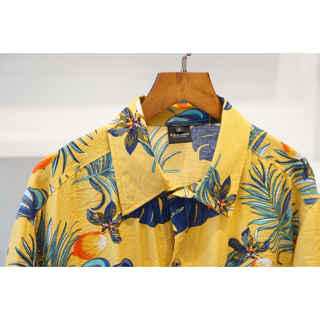 (SALE) Ao sơ mi nam Hawai ANHSTORE chất đũi họa tiết mùa hè