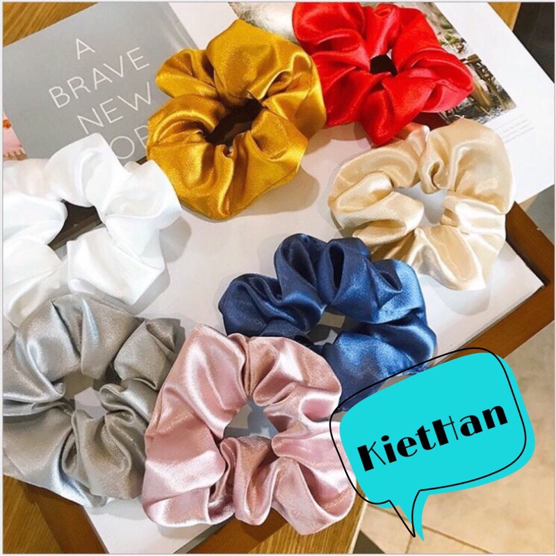 10 Dây Cột Tóc Vải Scrunchies Phi Bóng