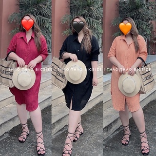 Đầm sơ mi suông chất đũi xốp nhăn - MÚP BIGSIZE 60-100KG
