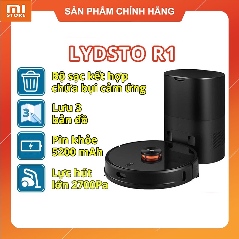 Robot hút bụi lau nhà Xiaomi Lydsto R1 với hộp đựng bụi tự động đổ rác kết hợp sạc thông minh