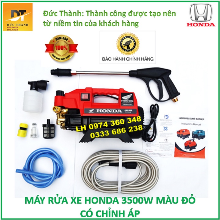 Máy rửa xe HONDA đỏ có chỉnh áp. BH 24 tháng.