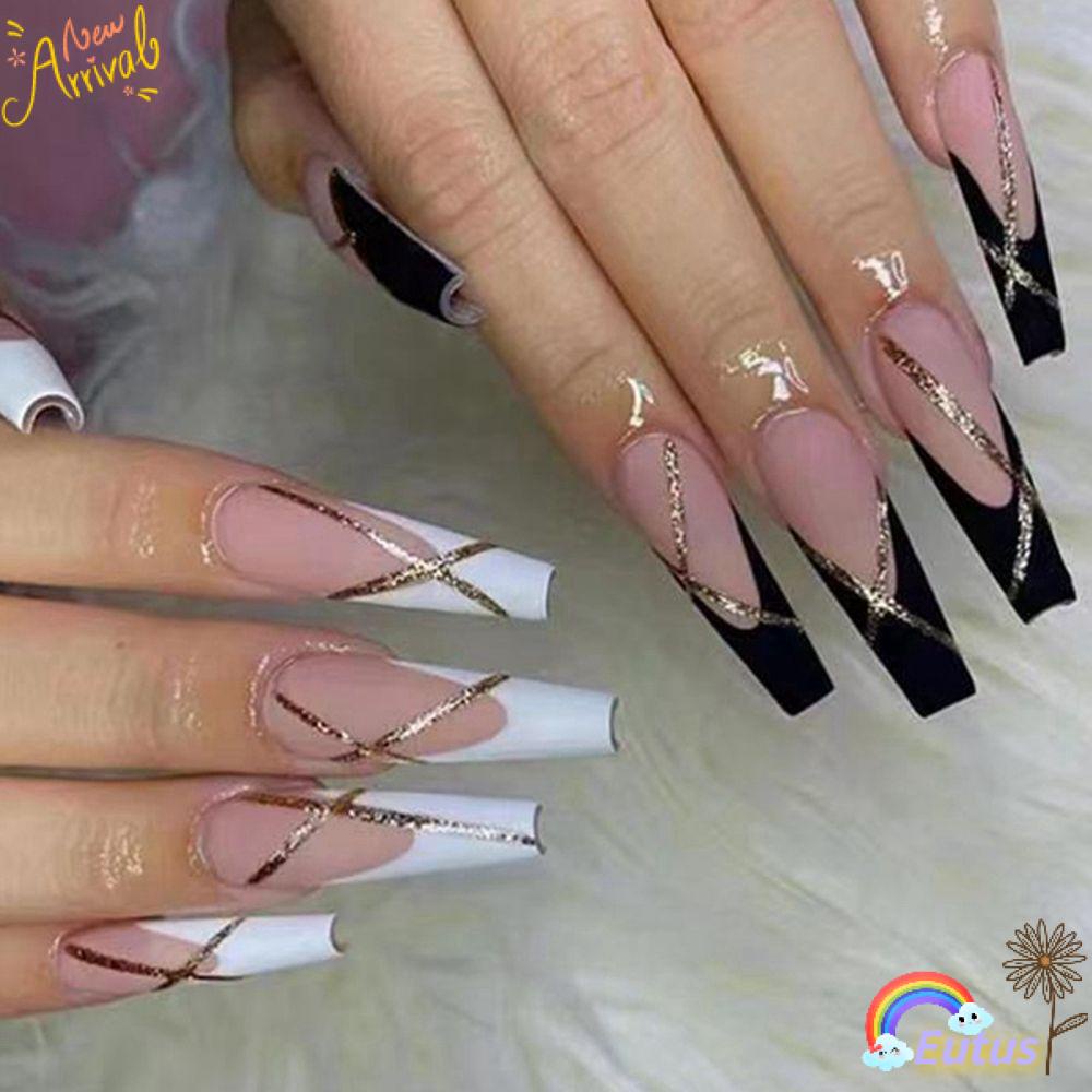 Hộp 24 Bông Phấn Trang Điểm Tiện Dụng|Bộ Móng Tay Giả Hình Hoa Phong Cách Pháp