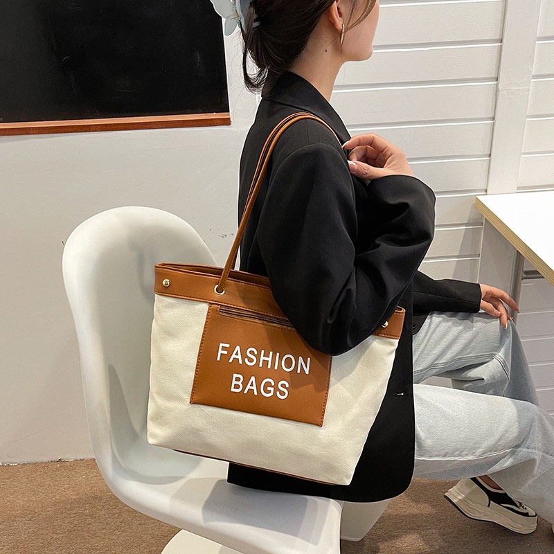Túi Xách Canvas Cỡ Lớn 2022 Họa Tiết Chữ Thời Trang Cho Nữ