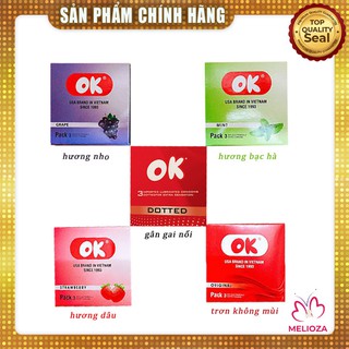 Bao Cao Su OK Hàng Việt Nam Chất Lượng Cao Cấp Siêu Mỏng Trơn, Gân Gai, Hương Dâu Tây, Bạc Hà, Nho Lôi Cuốn