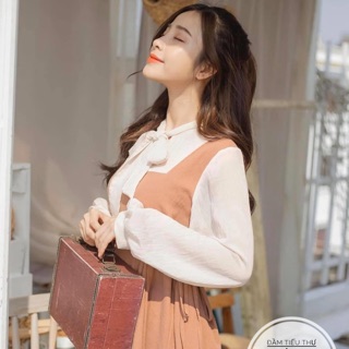 Bigsize Đầm tiểu thư phối nơ D434