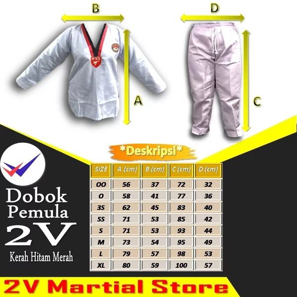 Dobok Bộ Đồng Phục Tập Võ Taekwondo Cổ Đứng Màu Đỏ / Đen Cho Người Mới Bắt Đầu