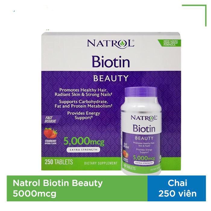 Viên ngậm Natrol Biotin 5000mg Chai 250 viên