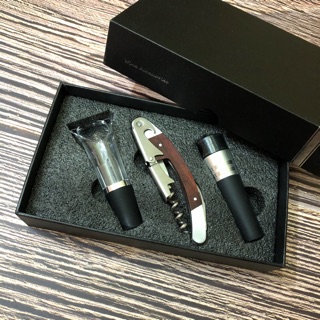 Bộ khui rượu vang cầm tay bằng Gỗ Sồi (3 món) QUÀ TẶNG