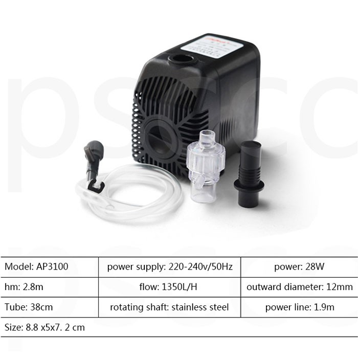 Máy Bơm nước Lifetech AP3100 28w đẩy cao 2.8m dùng bể cá cảnh, trồng thủy canh, hệ thống aquaponics ....Nhập KHẩu