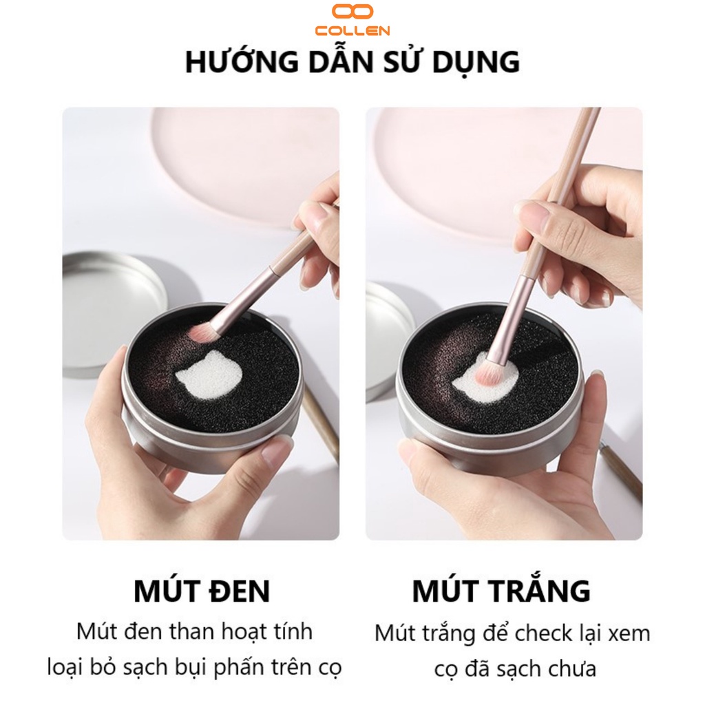 Dụng cụ giặt cọ khô chuyên dụng, hộp giặt cọ trang điểm nhanh chóng tiện lợi COLLEN LIFE