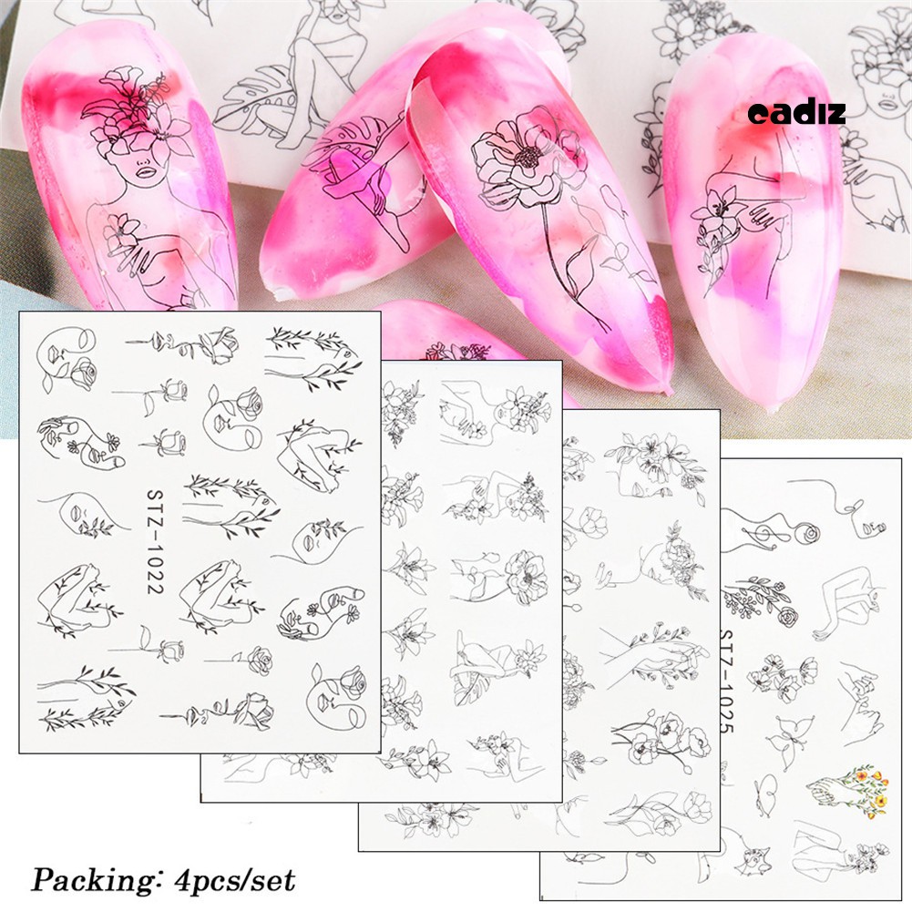 Set 16 Tấm Nhãn Dán Trang Trí Móng Tay Nghệ Thuật