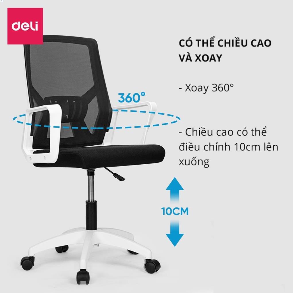 [Voucher  100K] Ghế xoay Deli Cao Cấp - Thiết kế CÓ THỂ GẬP GỌN 90 ĐỘ, tiết kiệm không gian, hỗ trợ cột sống  E4932
