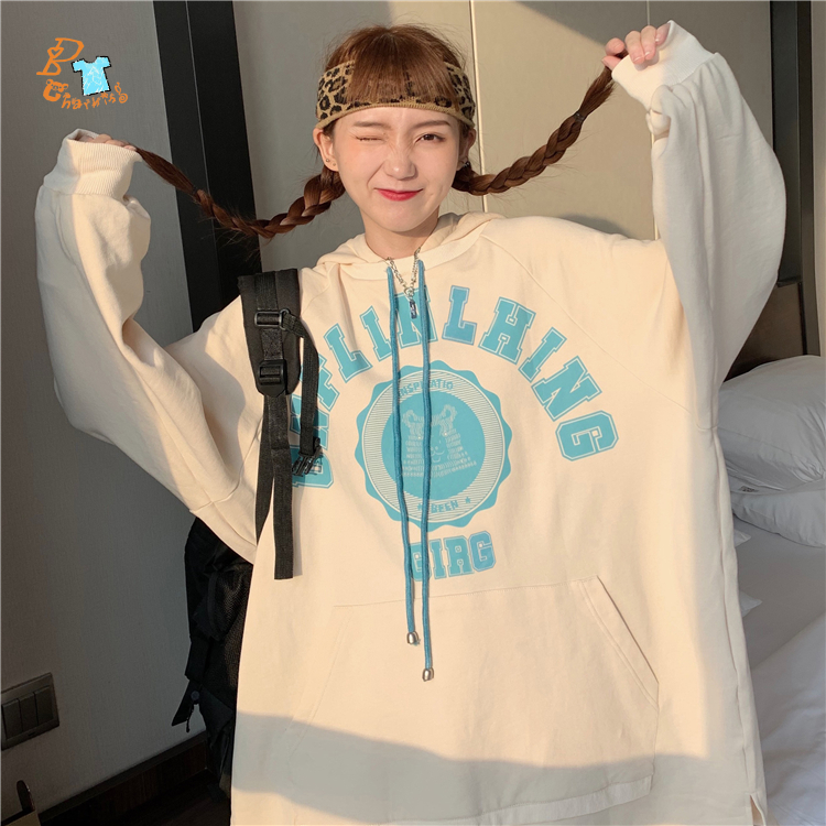 Áo Hoodie Form Rộng Phong Cách Thể Thao Hàn Quốc Cho Nữ