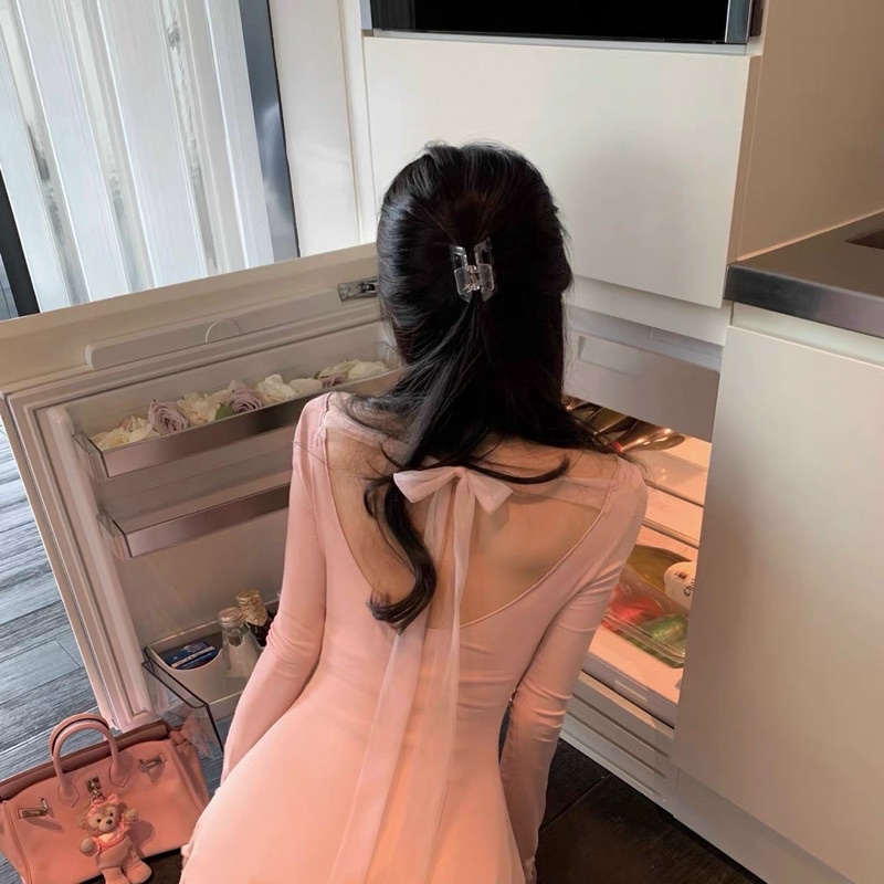 ❤Đầm dây lưng nhún ngực hồng xinh