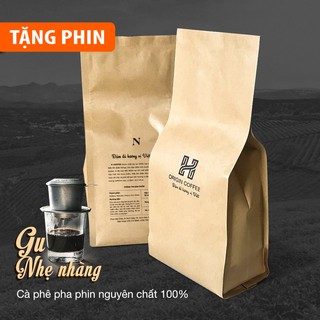 Cà phê rang xay pha phin gu vị Nhẹ Nhàng, cafe nguyên chất mộc sạch arabika robusta culi 100% H Origin Coffee, 500g