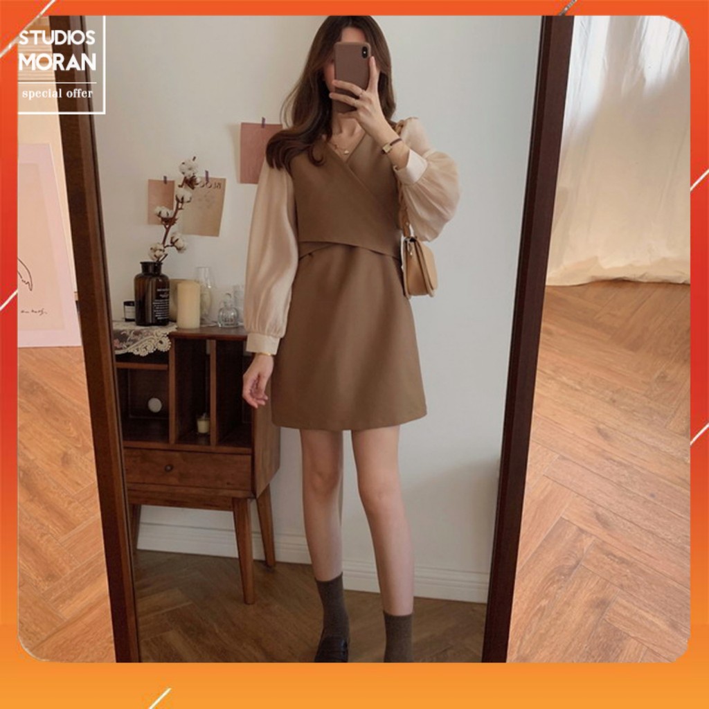 [Order] đầm kiểu chữ A suông màu kaki che bụng - cổ V | BigBuy360 - bigbuy360.vn