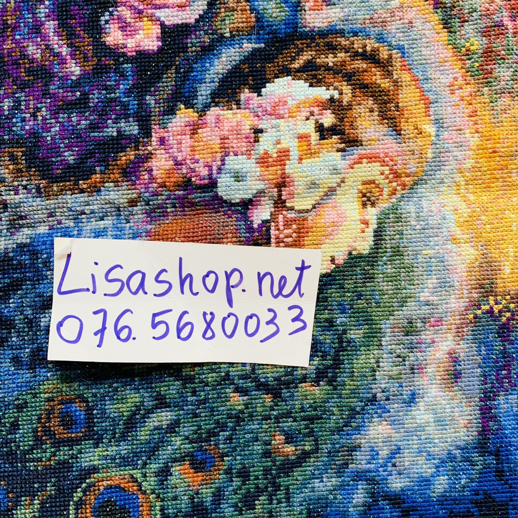 Tranh thêu chữ thập CÔ GÁI đã thành phẩm 47x39cm đã thêu- thêu kín