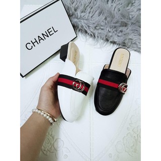 Dép sục da viền kẻ ngang