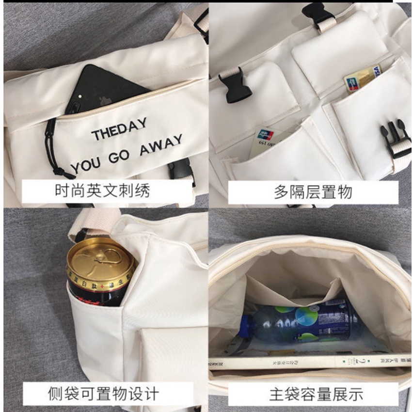 Túi Tote Đéo Chéo Vải Canvas Đi Học Đi chơi Cở lớn Phong Cách Hàn Quốc
