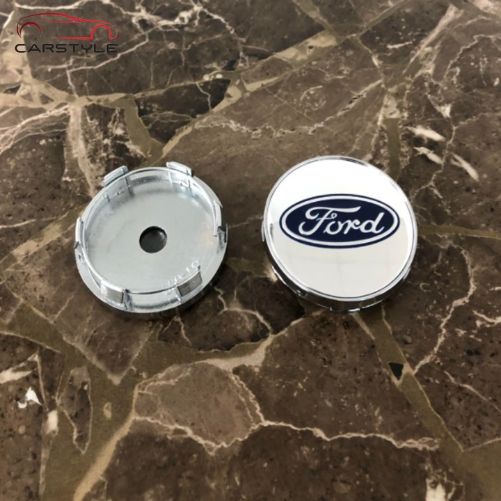 Logo chụp mâm bánh xe ô tô, xe hơi Ford FORD - 60MM: Mầu Bạc và Xanh Tím Than focus MK4 MK3 MK2