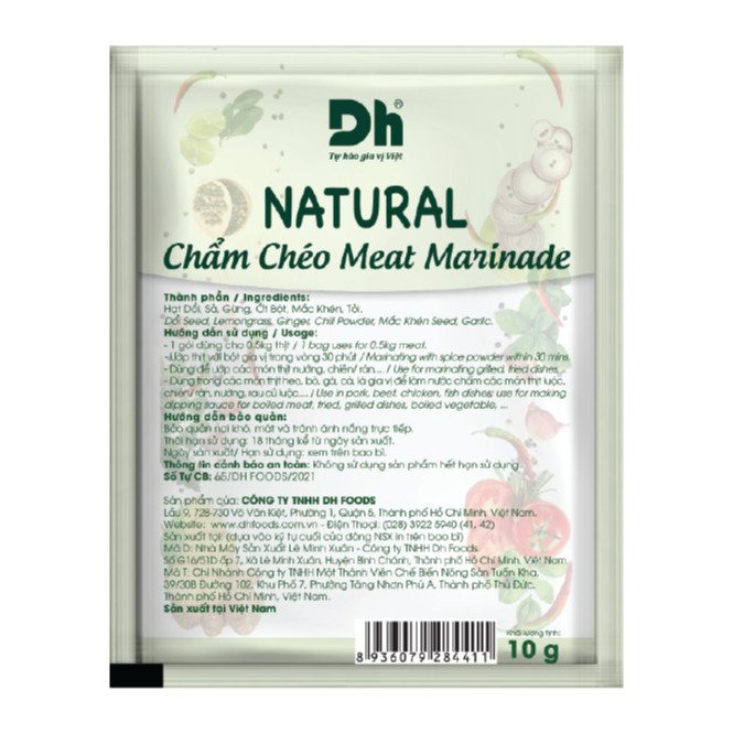 Gia vị ướp thịt chẩm chéo DH Food Natural gói 10g - Gia vị ướp thịt