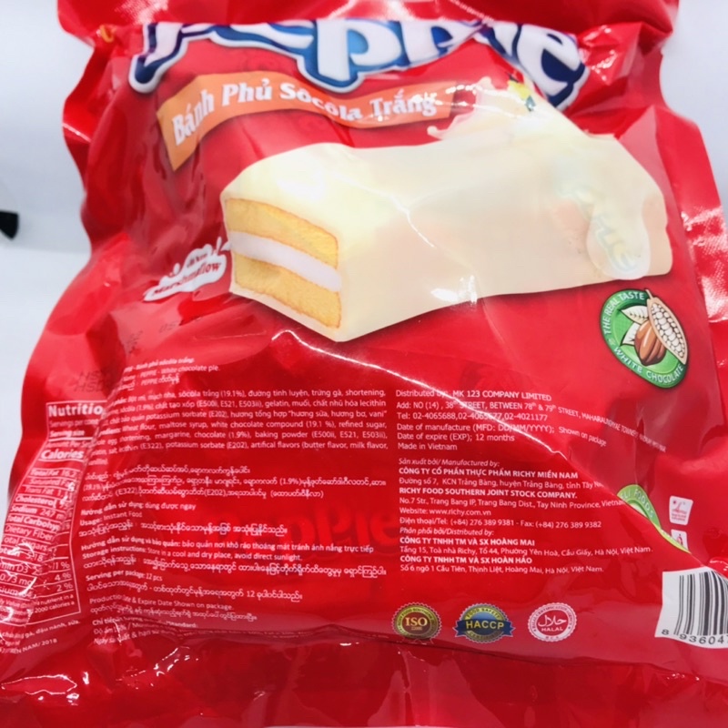 Bánh Peppie Phủ Socola Kem Bơ Sữa/ Socola trắng Túi 216G
