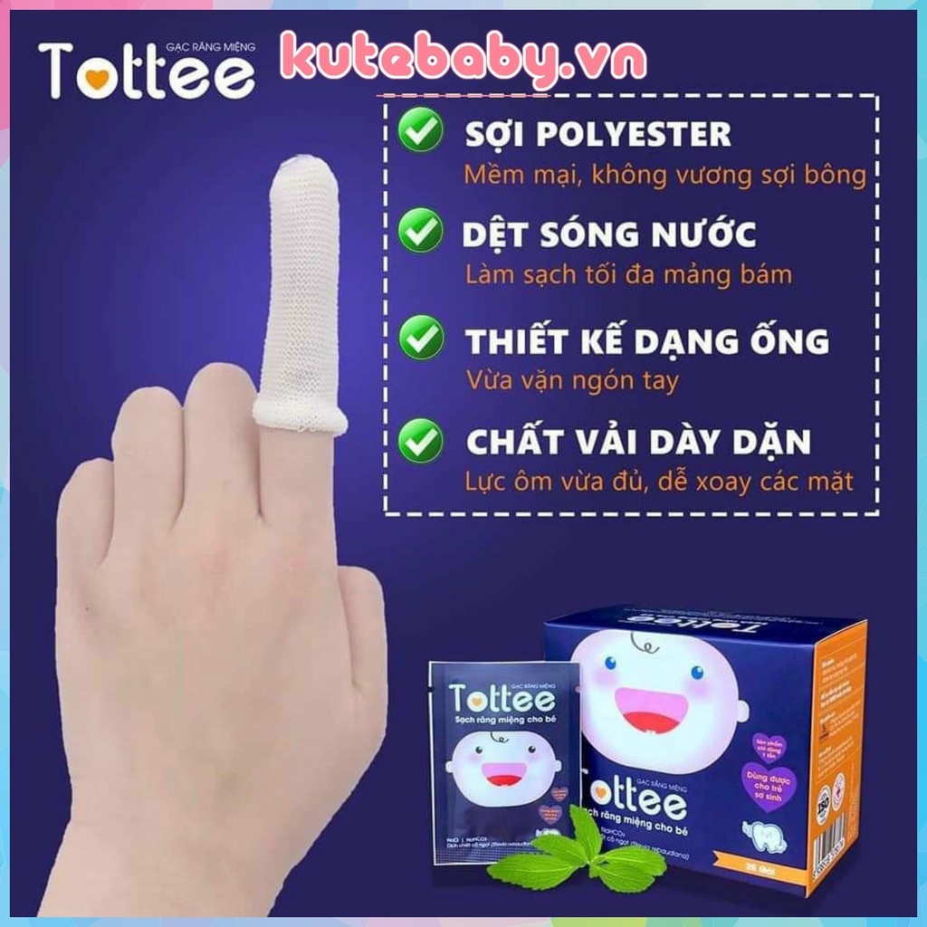 Gạc rơ lưỡi Tottee - Sạch răng miệng cho bé ( hộp 25 gói)