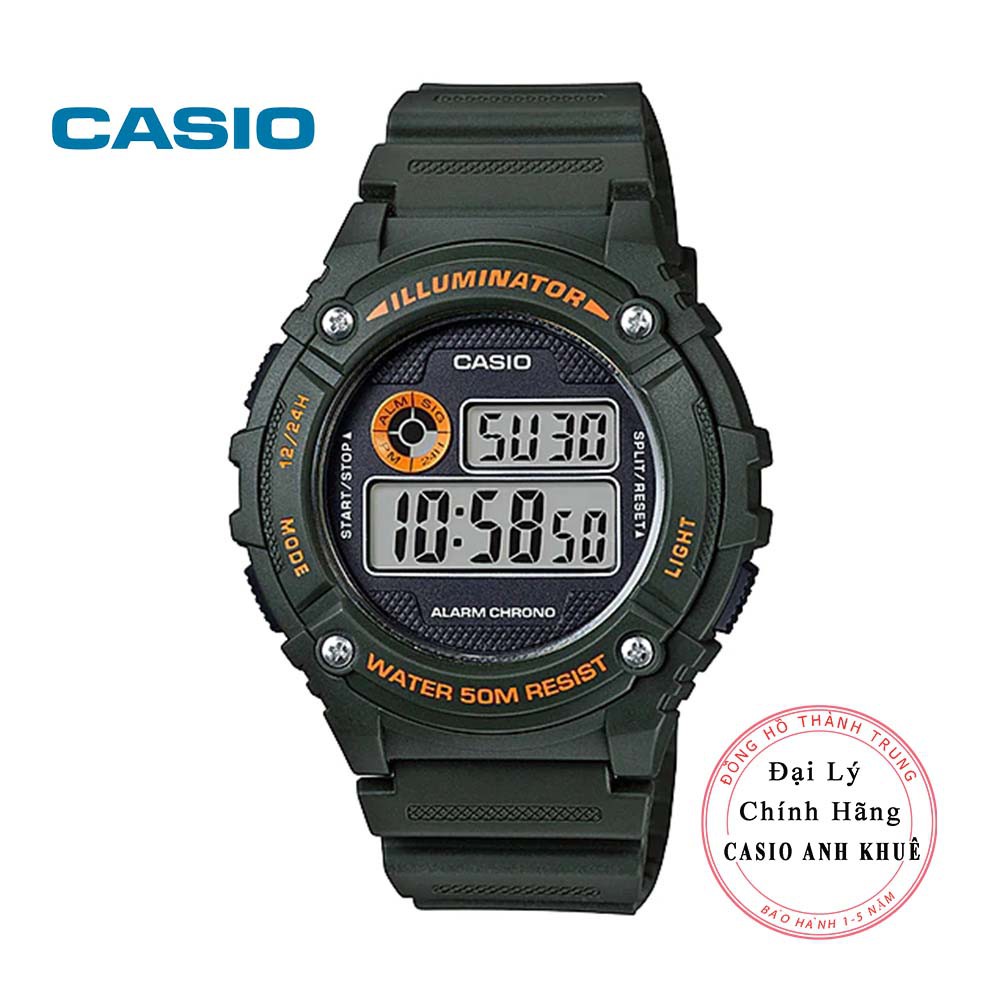 Đồng hồ điện tử nam Casio W-216H-3BVDF dây nhựa