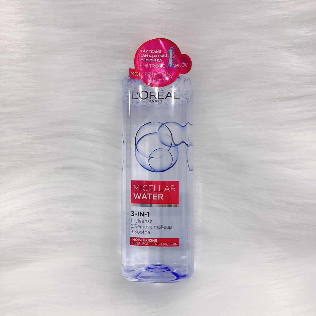 Nước Tẩy Trang Dưỡng Ẩm L'Oreal Paris 3-in-1 Moisturizing Micellar Water 400ml (Hồng)