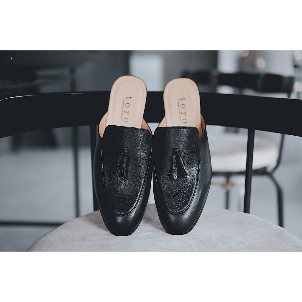 Giày Sục Nam Hở Gót Đai Chuông Da Bò Nguyên Tấm Toroshoes Mã M647