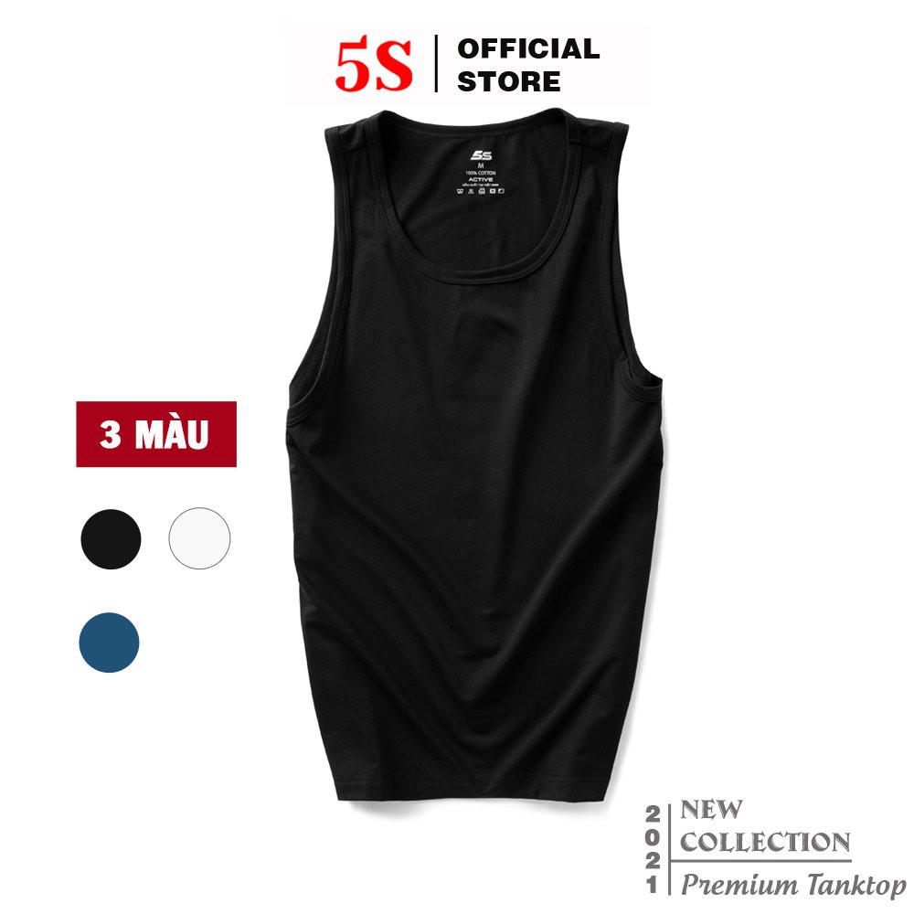 Áo Ba Lỗ Nam 5S (4 màu), Vải Cotton Mềm Mại,  Dáng Thể Thao, Thấm Hút Mồ Hôi, Co Giãn Cực Tốt (ABL21004-01).