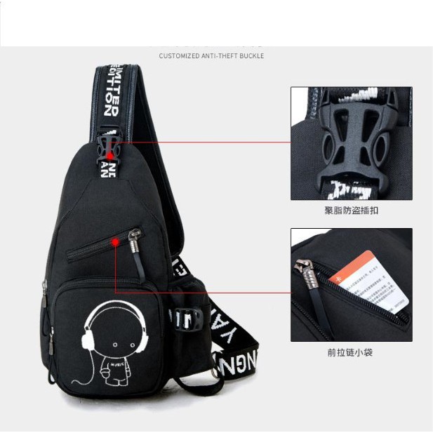 Túi đeo chéo thể thao du lịch MUSIC có ngăn đựng bình nước KDR-TDC164 | BigBuy360 - bigbuy360.vn