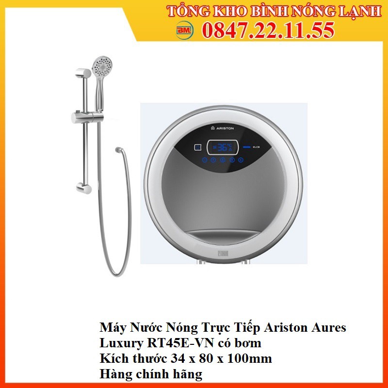 Máy Nước Nóng Trực Tiếp Ariston Aures Luxury RT45PE-VN có bơm