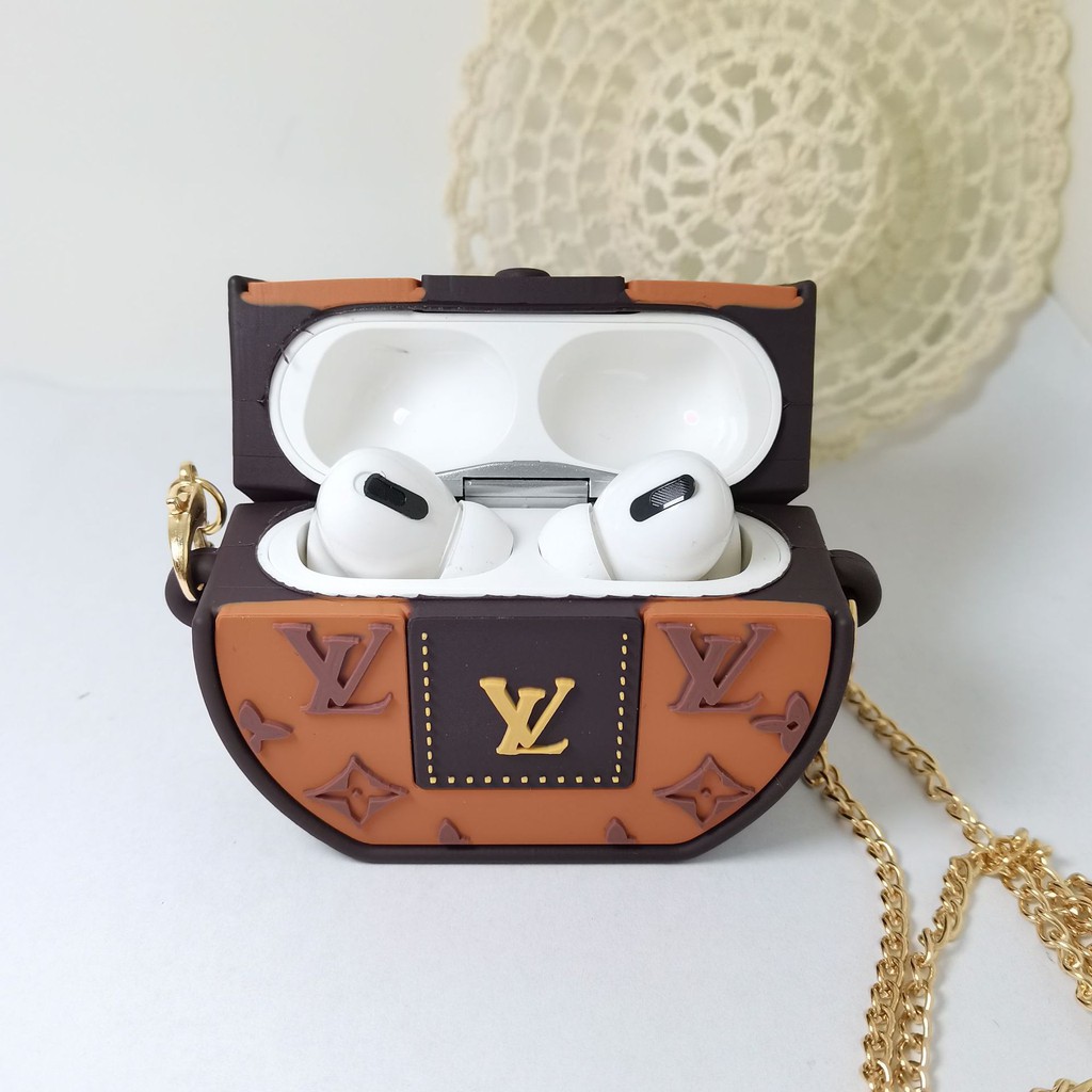 Case Airpod sang chảnh túi đeo L-V tròn. Vỏ Airpod Pro cao cấp sang trọng hình túi. Tương thích Airpods 2 Pro i12/i9/i7