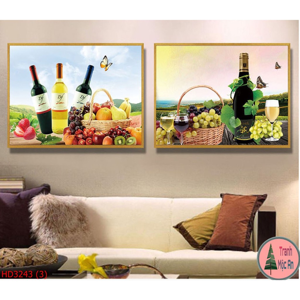 XẢ KHO Bộ 2 Tranh treo bếp - Tranh tráng gương treo tường trang trí phòng bếp cực kỳ ấm cúng