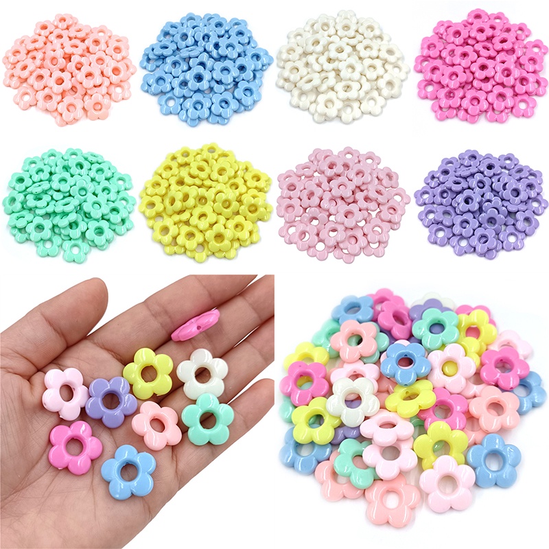 Bộ 10 Hạt Xâu Nhựa Hình Hoa Xinh Xắn 19mm Nhiều Màu Sắc