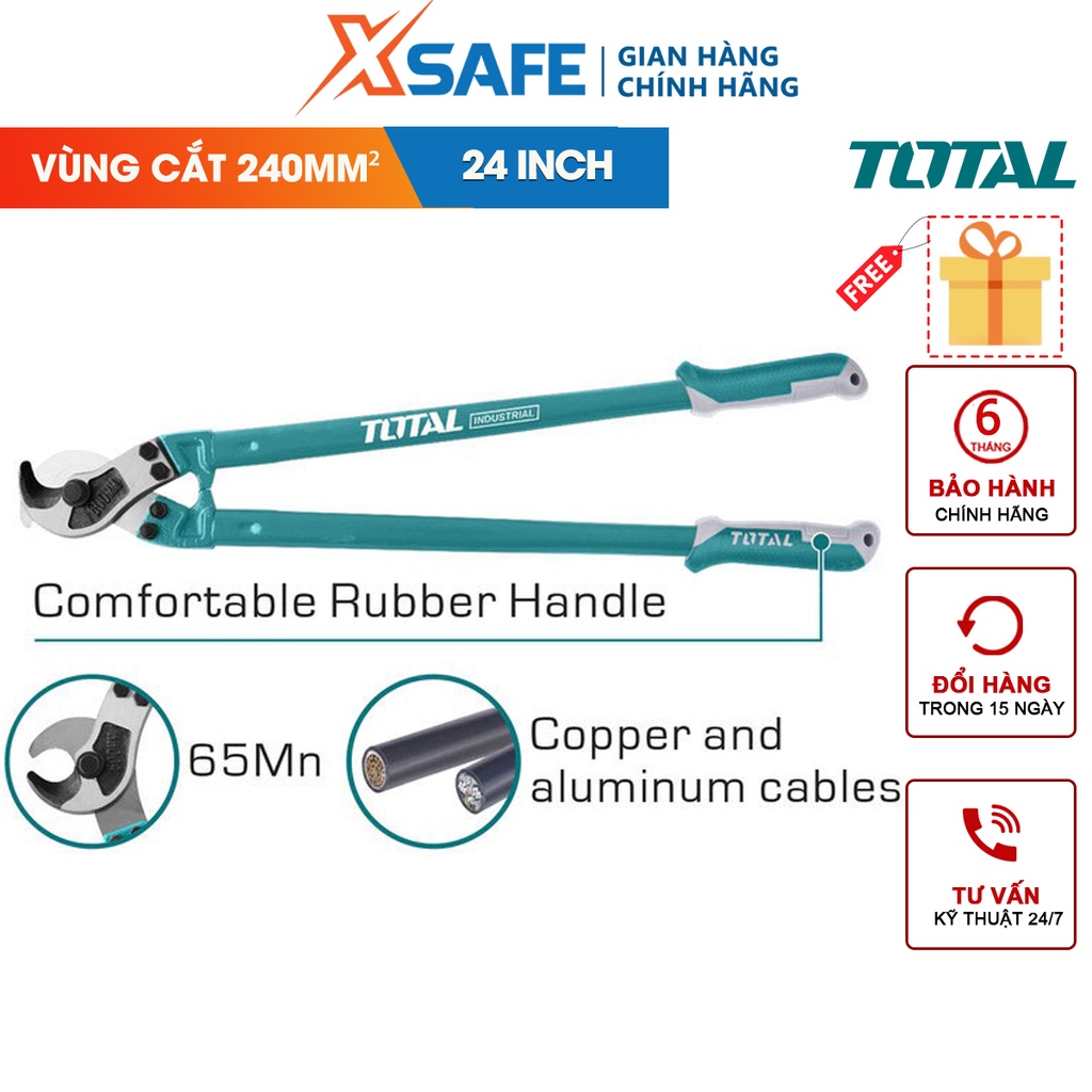 Kìm cắt cáp điện TOTAL THT115242, kích thước 24 icnh (600mm), chất liệu thép Cr-Mo cắt được nhôm và đồng - CHÍNH HÃNG