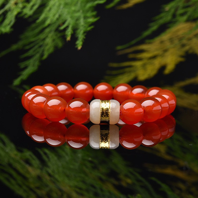 Vòng Tay Chuỗi Hạt Đá Mã Não May Mắn Cho Nữ