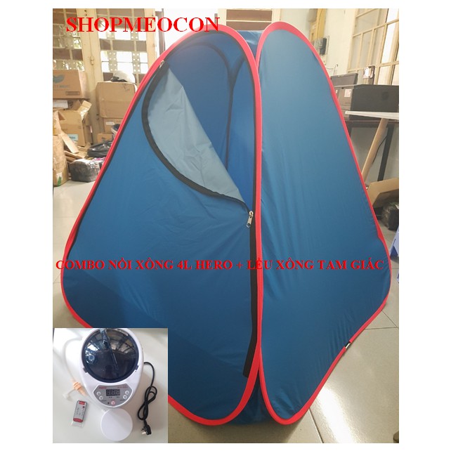 (Tặng 1 gói lá xông) Nồi xông hơi Hero + Lều xông tam giác. Bảo hành 6 tháng. Nhiều dung tích để chọn lựa