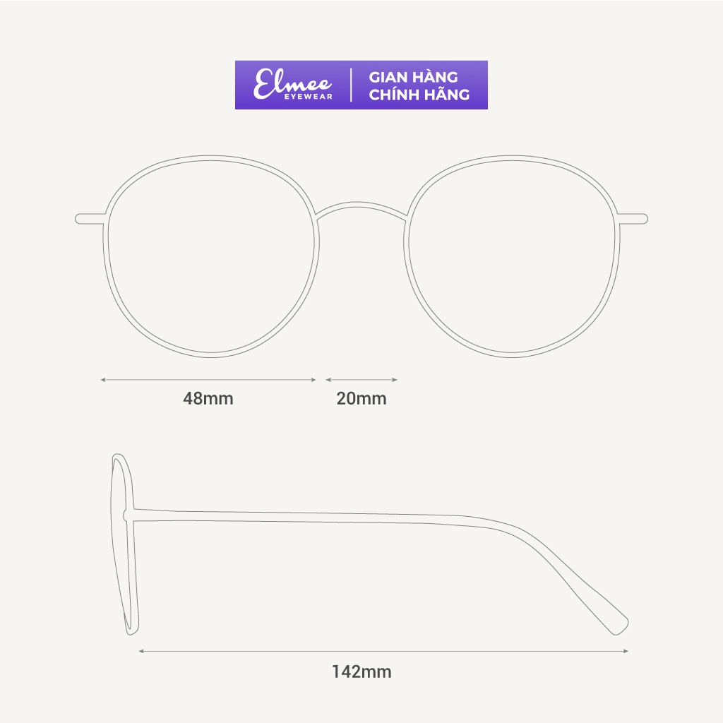 Gọng kính cận mắt tròn kim loại Elmee phụ kiện thời trang nữ siêu xinh D29120 | BigBuy360 - bigbuy360.vn
