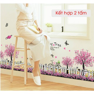 Decal Dán Tường Hàng Rào Hoa Tím