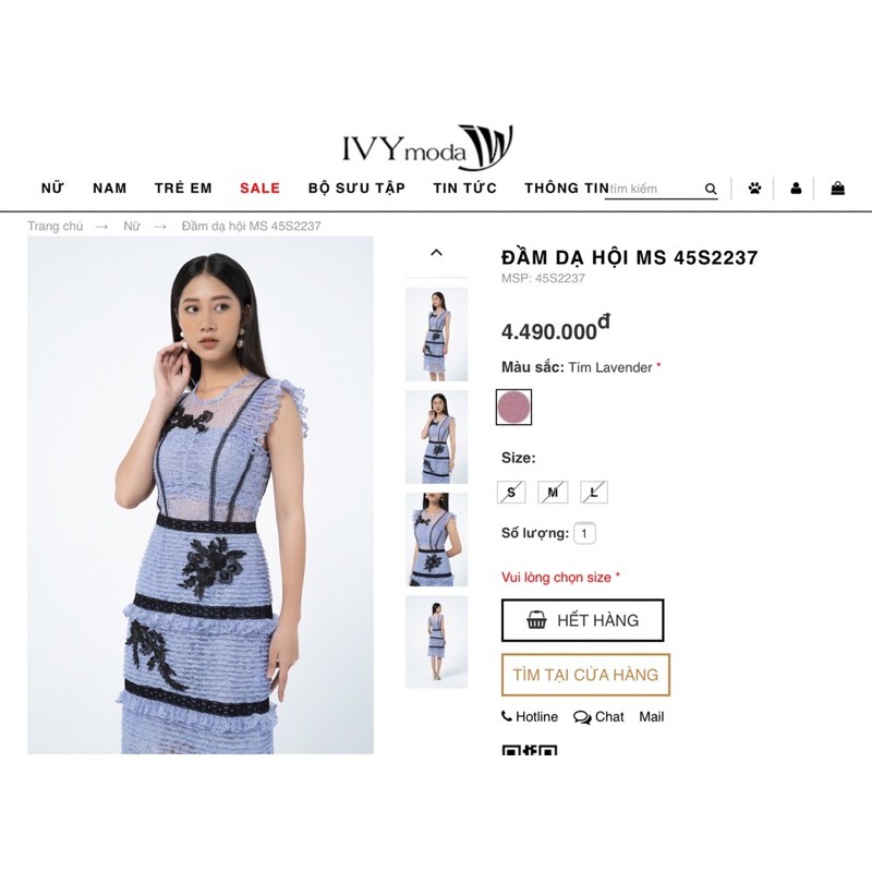 Đầm dạ hội tím ivymoda size s