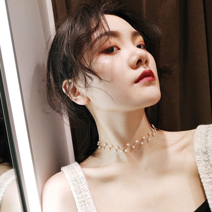 VÒNG CỔ CHOKER HẠT NGỌC (ĐEN,TRẮNG) #8