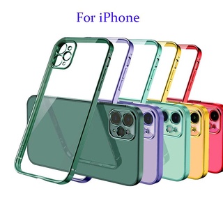 Ốp silicon Mềm Trong Suốt Khung Mạ Sang Trọng Thích Hợp Cho Iphone 12 11 Pro Max Mini