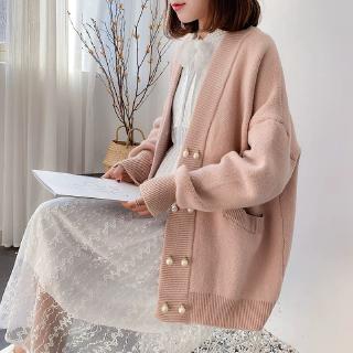 Áo khoác len cardigan dáng dài kiểu dáng hợp thời trang theo phong cách Hàn Quốc cho nữ 2019