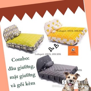 [HÀNG CAO CẤP] Combo Giường Nệm Ngủ Kèm Gối Cao Cấp Cho Thú Cưng, Giường Đệm Gối Cho Chó Mèo (Giao Màu Ngẫu Nhiên)