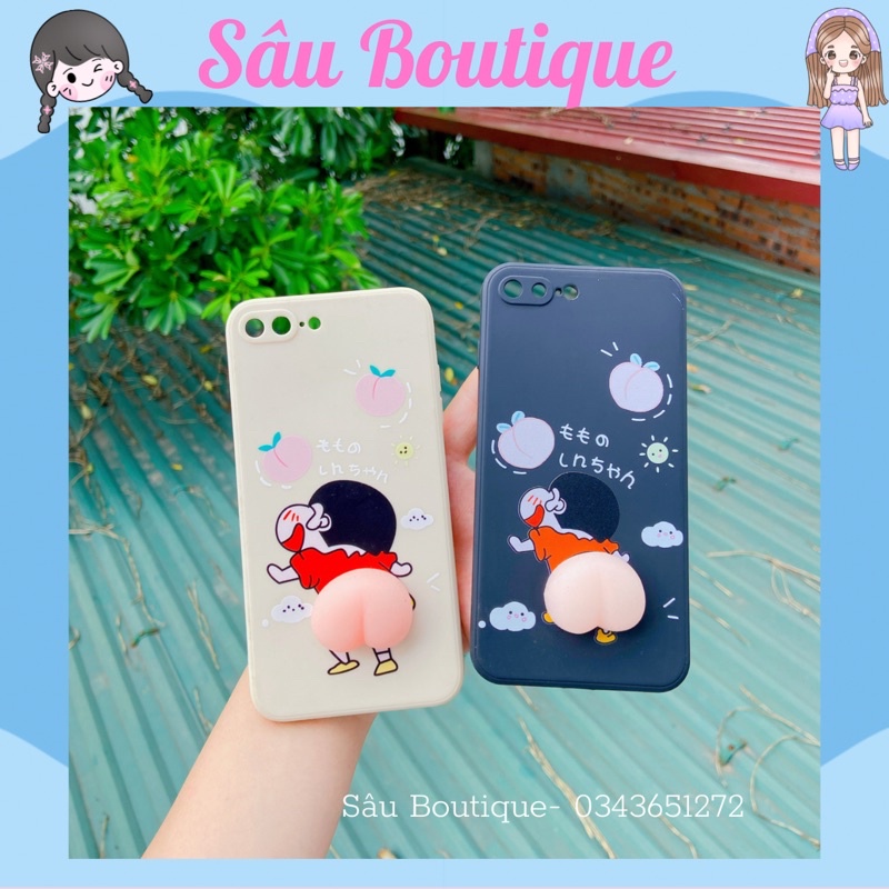Ốp điện thoại iphone hình shin gắn mông đào viền vuông 6/6s/6pl/6spl/7/8/x/xs/xsmax/11/11prm/12/12prm