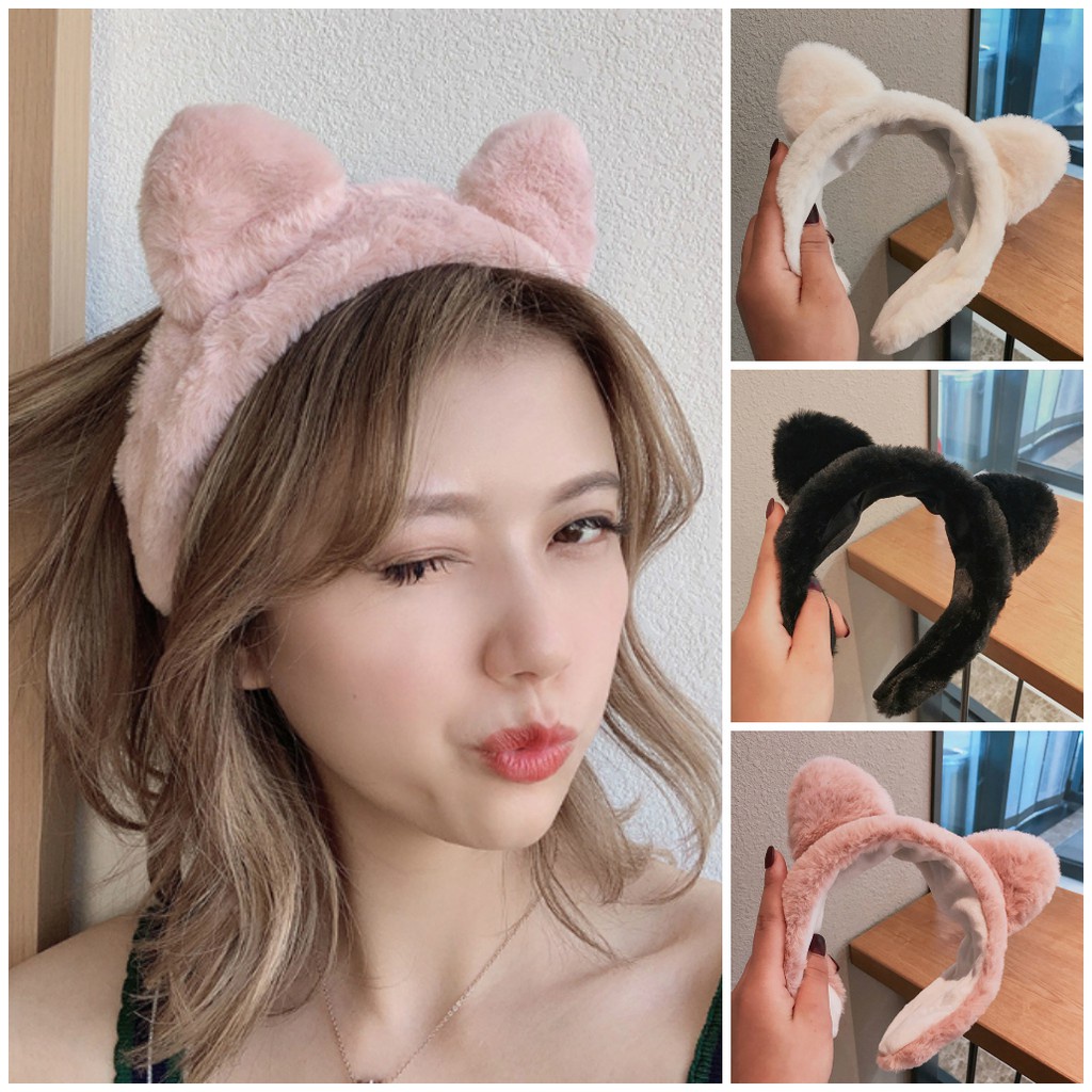 Cài tóc nữ tai mèo nhiều màu dày dặn dễ thương xinh xắn đơn giản