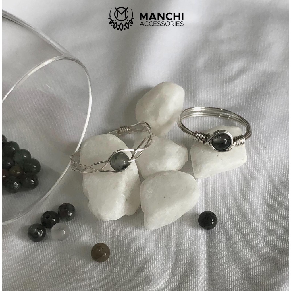 Nhẫn đá Bloodstone handmade dây màu bạc