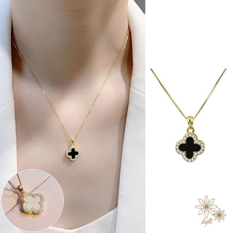 Vòng cổ Mặt Cỏ Bốn Lá Đính Đá 2022 Thời Trang